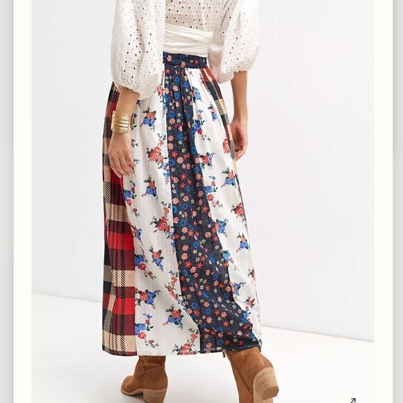 NWT Anthropologie Let Me Be Contrast Maxi Skirt - Picture 6 of 14